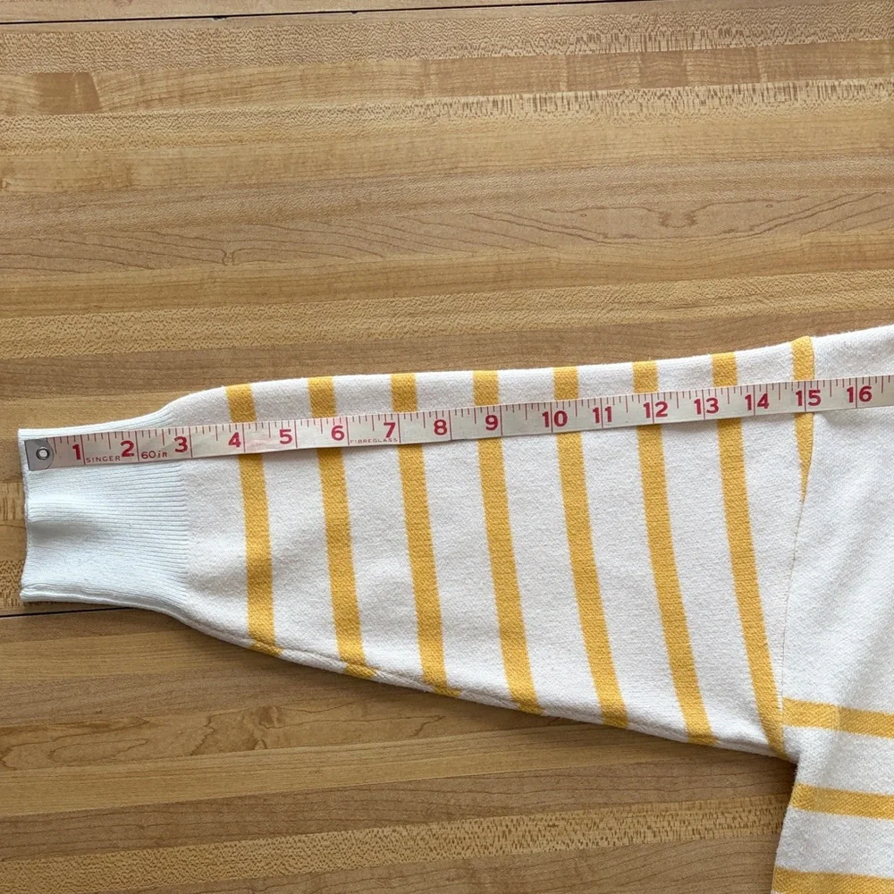 Philosophy Cream Sweater with Yellow Stripes V-Neck Sz 1X - Picture 4 of 9